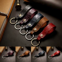 retro real leather cowhide rope keychain metal key chains men or women key holder key cover auto keyring