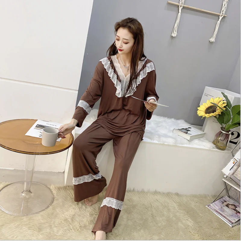 

Sleepwear women summer new style modal plus size pajamas women fat MM200 catties home service loose two-piece lace pajamas suit