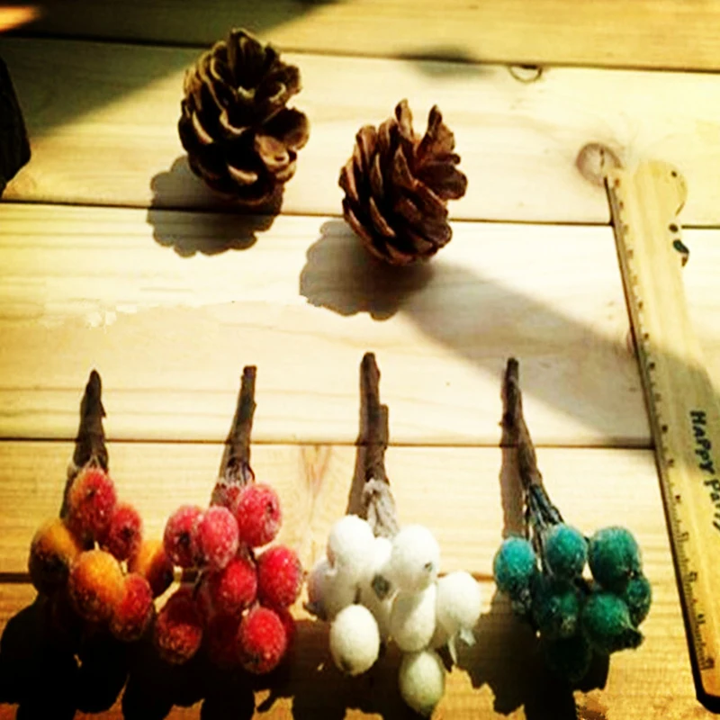 Искусственные цветы мини рождественские матовые искусственные ягоды яркие