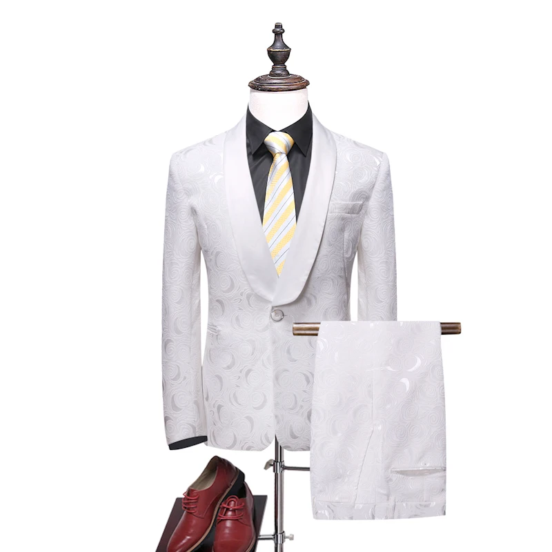 

Высококачественный белый мужской костюм, костюм из 2 предметов (пиджак + брюки), осенний Новый черный костюм для свадебной вечеринки, большой...