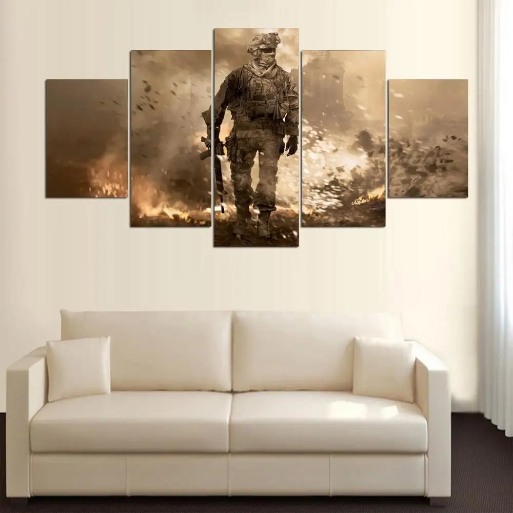 Без рамки 5 шт. пожарный Модульная картина на стену полотно HD печати Плакаты