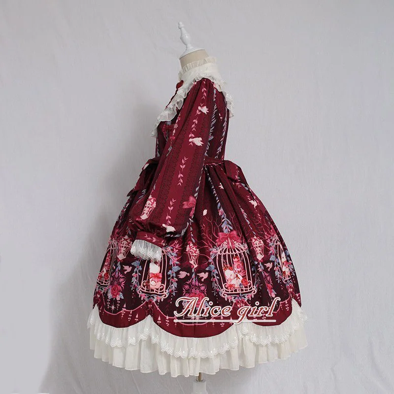 

Women Kawaii Lolita Maid Dress Long Sleeve Costume Loose New Flower Princess Original Dress Hot Christmas Sweet Lolita