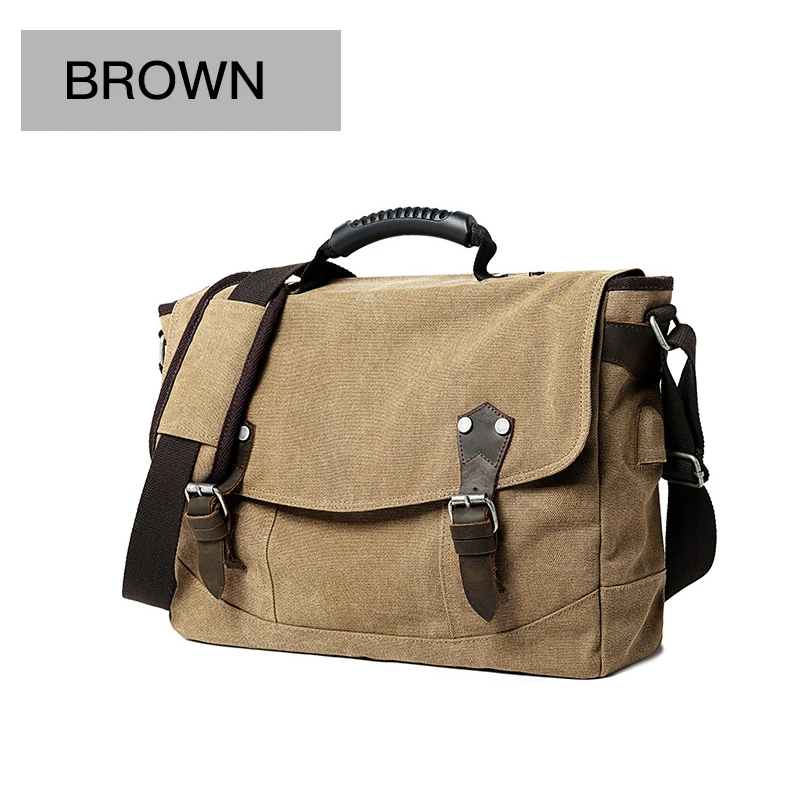 Brown Мужской классический портфель, сумка на плечо, деловая сумка через плечо, много карманов, высокое качество, холст, большое пространство, сумка-мессенджер, сумки XA528ZC - Цвет: Brown