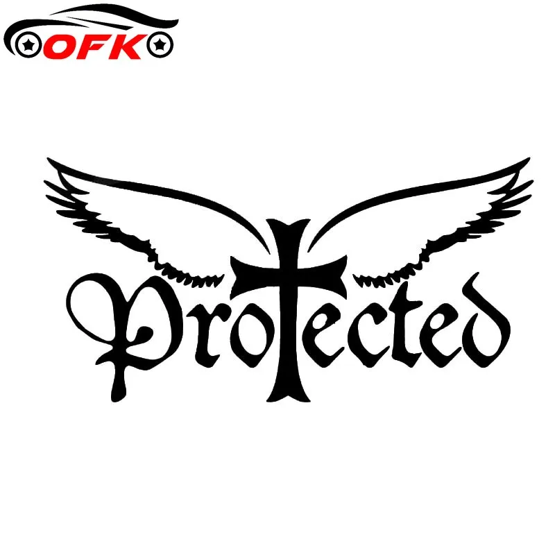 

Angels Will Protect You Covering The Body Decal Silhoutte Good Design Car Sticker Black/Silver 17.5*8.8CM