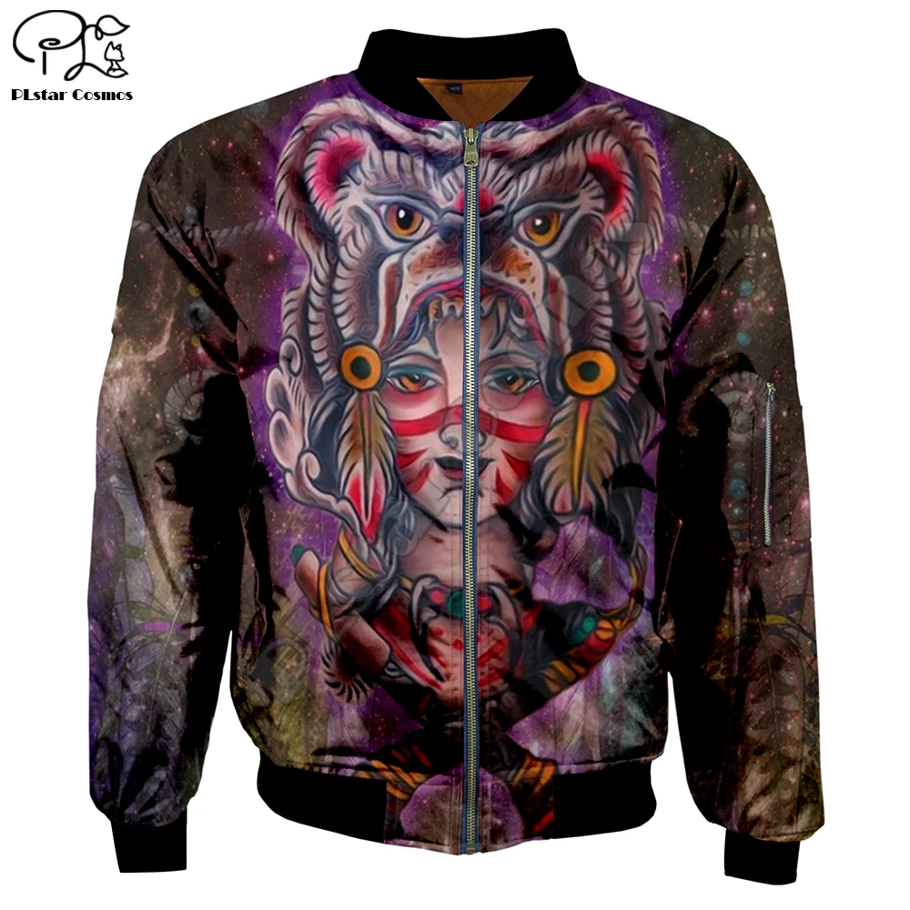 Индейцев Тигр Для мужчин куртки бомберы 3d с полной запечаткой длинным рукавом