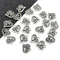 charms for jewelry making 10pcs imitation silver925 heart shaped pendant metal supplies handmade diy bracelet anklet accessories