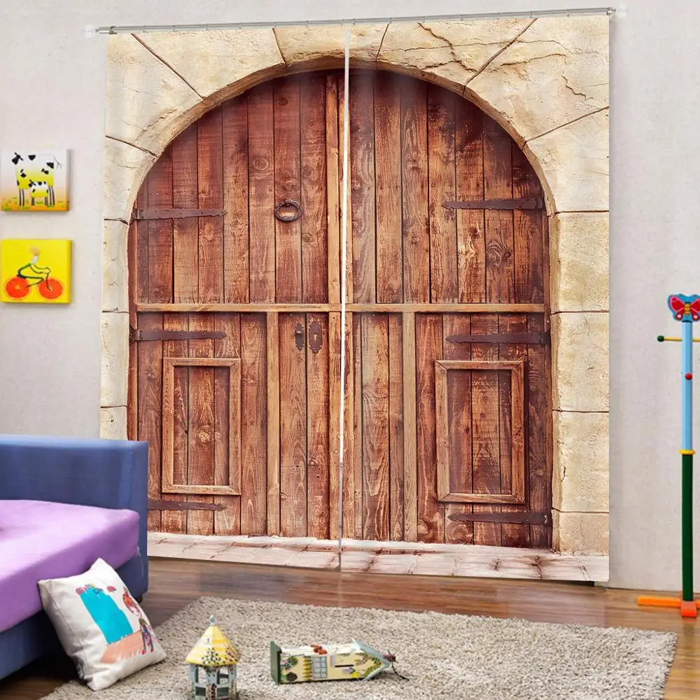 Европейские занавески с аркой на дверь коричневые для гостиной спальни Cortinas