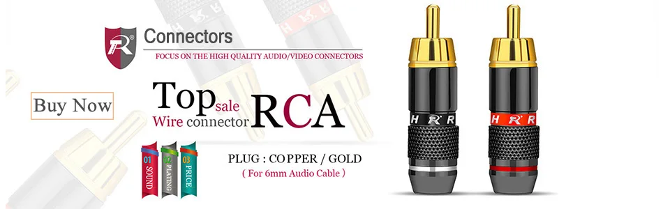 12 шт./лот RCA штекер разъем высокое качество Позолоченные пайки разъем динамик кабель провода разъем 6 пар красный+ черный