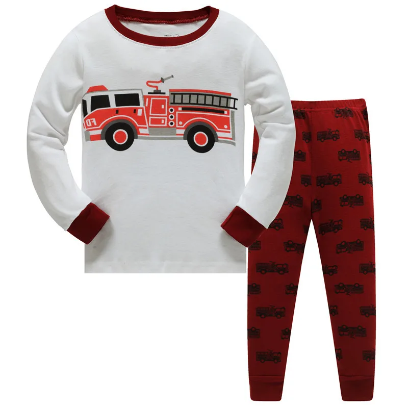 Fire truck Комплект одежды с Бэтменом; пижамы Белоснежки для мальчиков; детская хлопковая одежда для сна; пижамные комплекты для малышей; детская одежда для сна с животными для девочек - Цвет: Fire truck