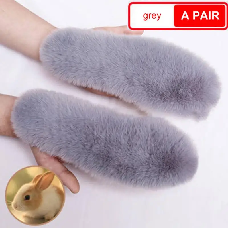 3 Style Fur Heated Insoles Warm Imitation Rabbit Fur Thermal Thicken Soft Breathable Winter Shoes Insert Unisex Boots Pad Sole