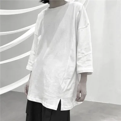 Летняя свободная Дизайнерская футболка с коротким рукавом однотонная белая для