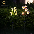 Уличная водонепроницаемая лампа на солнечной батарее, декоративный садовый светильник в виде цветов лилии, хризанцев, для двора, дорожек, ландшафта, 2 упаковки