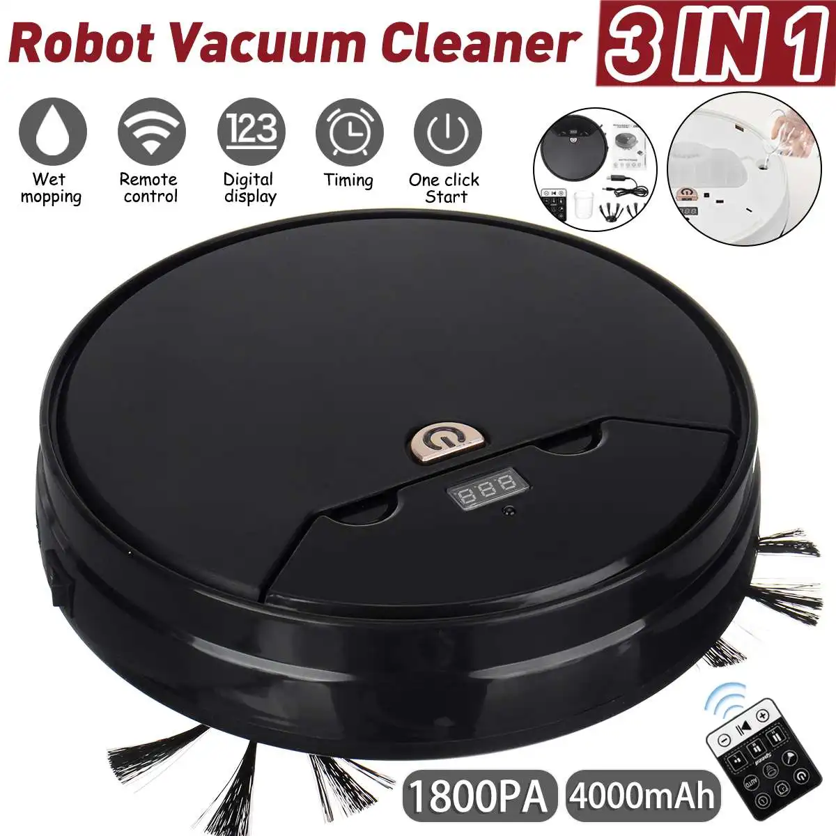 

Smart Robot Vacuum Cleaner 1800Pa Remote Control Vacuum Cleaners Multifunctional Wireless Hone Floor Sweeping Robot Dry Wet Mops