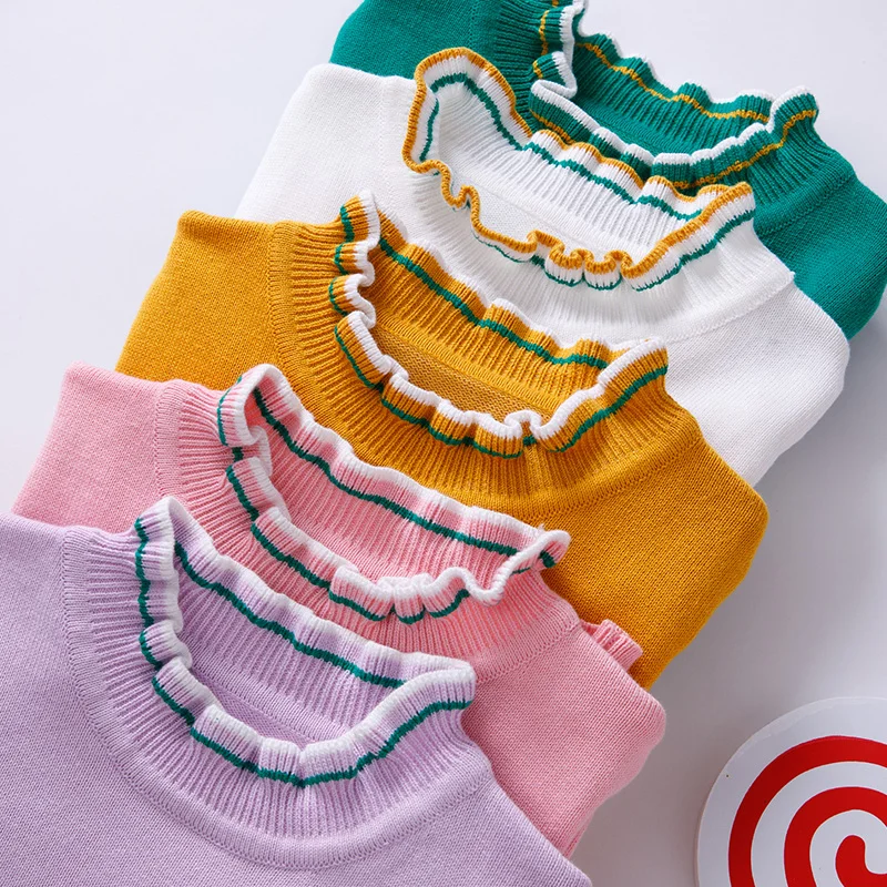 Новинка 2020 свитер для детей хлопковый трикотажный низ девочек с цветочным узором