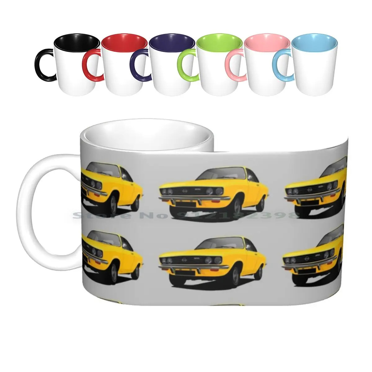 

Yellow Opel Manta A-Illustration Ceramic Mugs Coffee Cups Milk Tea Mug Opel Opel Opel A A Classic Cars 70s Automobile