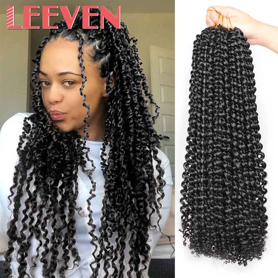 Leeven 18 дюймов страсть твист вязание крючком волосы для бабочки Locs черный вязаный