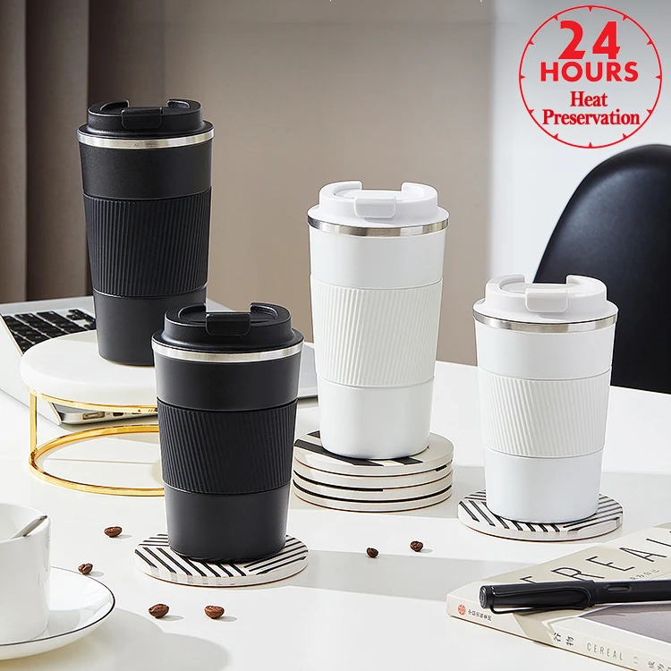 

380ml/510ml Double 304 Stainless Steel Coffee Thermos Mug Vacuum Flask Cup with Non-slip Case For Car Travel Insulated Bottle