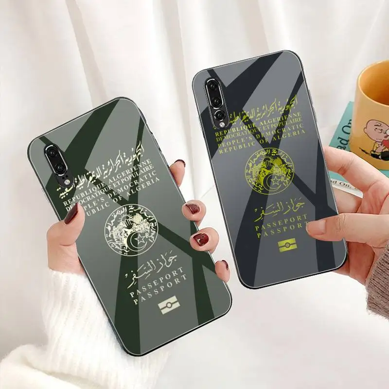 

Algerian Passport Tshirt Phone Case Tempered Glass For Huawei P30 P20 P10 lite honor 7A 8X 9 10 mate 20 Pro