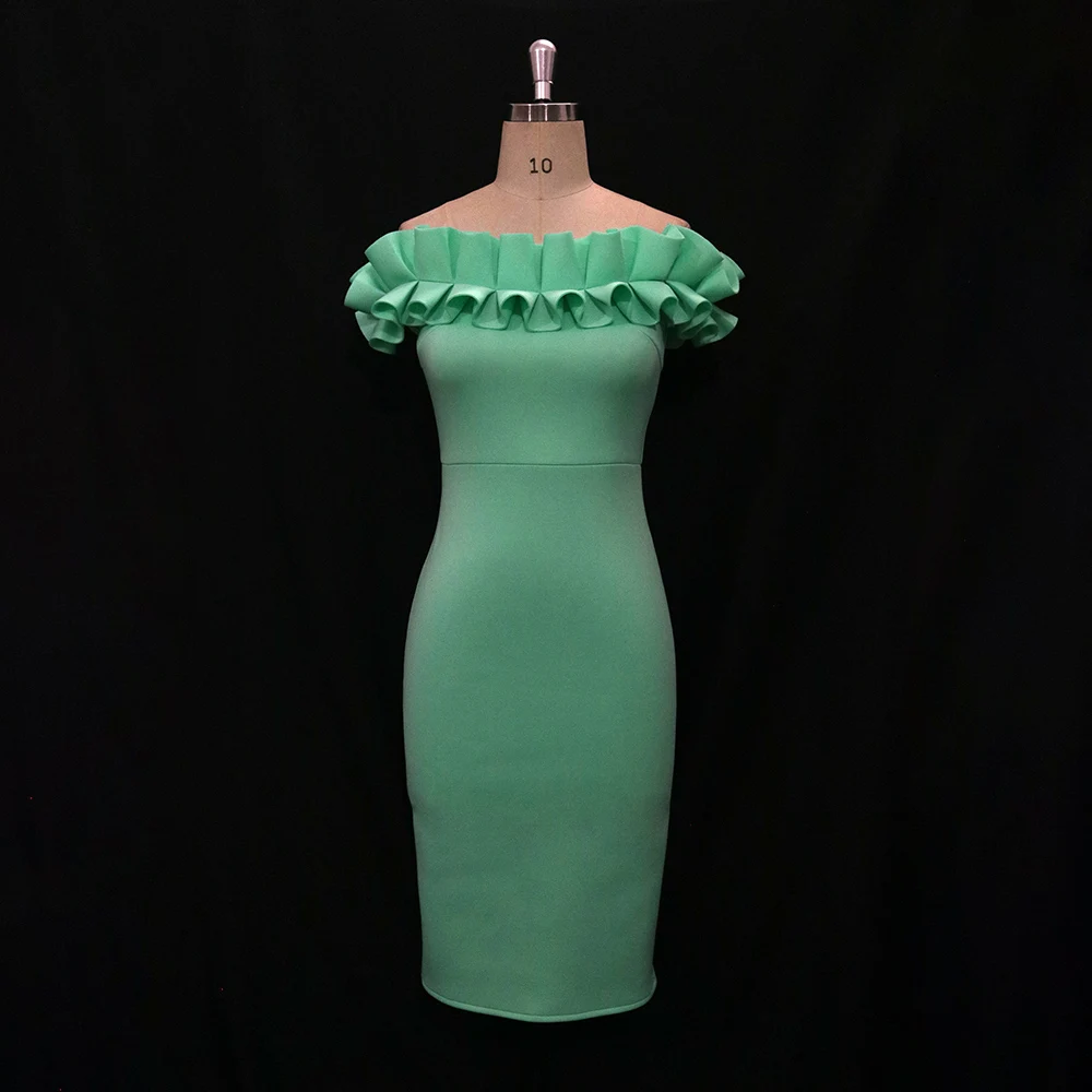 Платья с открытыми плечами гофрированные вечерние сексуальные облегающие для