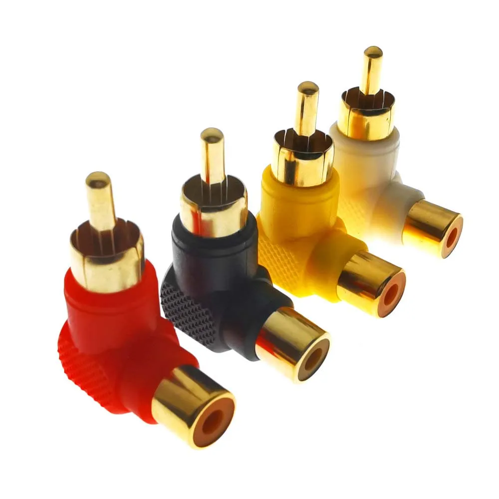 

4PCS RCA Plating Gold 90 Degree Elbow RCA Right Angle Connector Plug Adapters Male To Female Audio