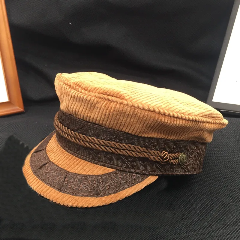 Новый бархатный военно морской флот моряк Шляпа Кепка с вышивкой Чепчики