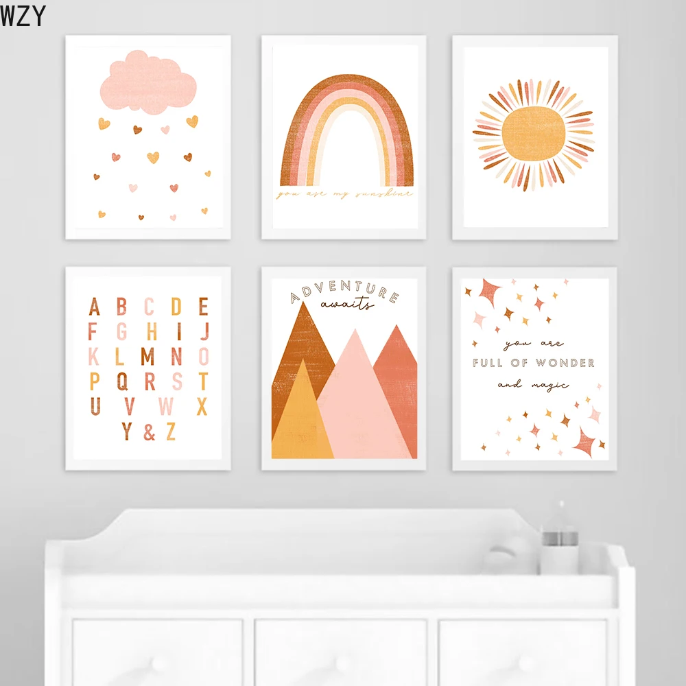 

Abstract Rainbow Nursery Quotes Children Poster Canvas Art Print Minimalist Wall Pictures NordicPainting Kid Baby Room Decor