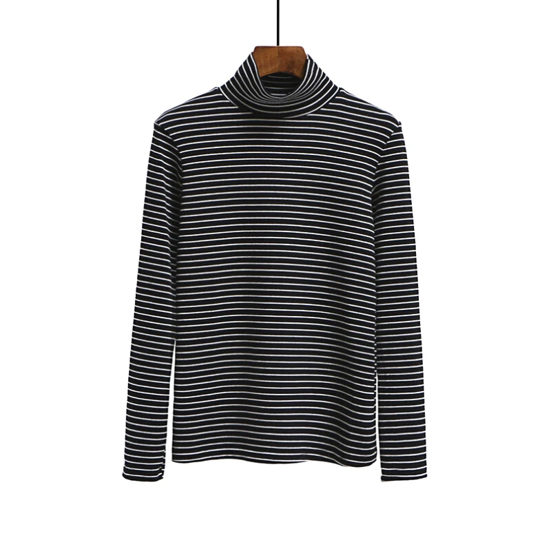 Black White Striped Long Sleeve Tshirts Women Loose T-shirt Fashion Korean Style School Students Females | Женская одежда