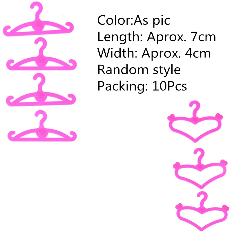 10/20 шт пластиковые розовые/белые вешалки для одежды Вешалки кукол куклы Барби