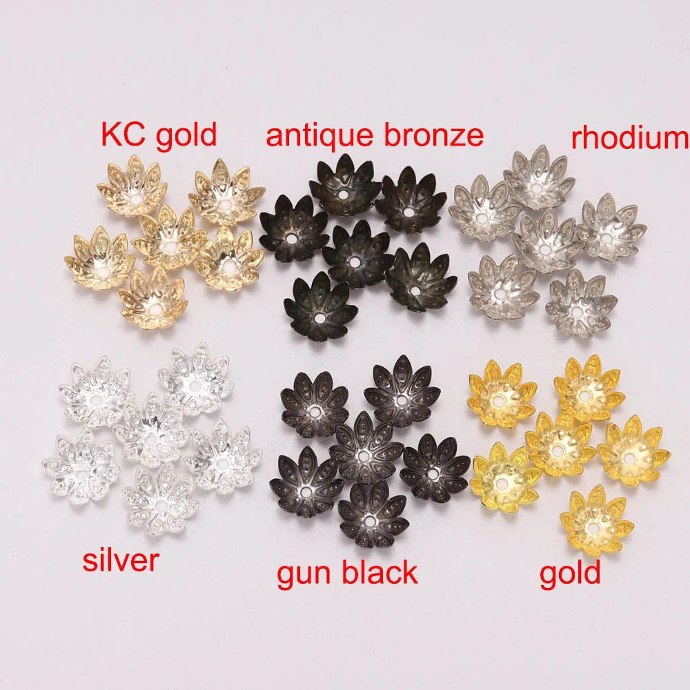 100 шт./лот 8 10 мм Цветок лотоса металлические свободные разделительные бусины