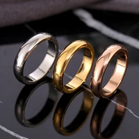 fashion rose gold smooth circle ring men women exclusive couple wedding ring high quality simple rings jewelry