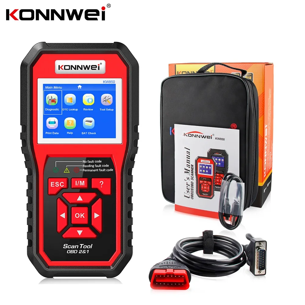 Автомобильный сканер KONNWEI OBD OBD2 считыватель кодов неисправностей с многоязычным