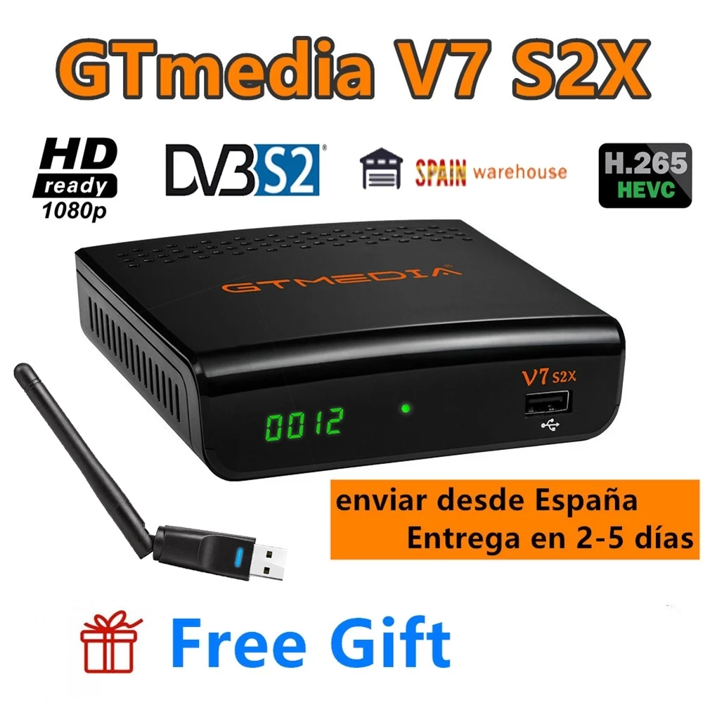 

DVB-S/S2 Gtmedia V7 S2X Satellite Receiver Upgraded By V7S HD With USB WIFI Digital Receptor H.265 Freesat V7 S2X TV BOX No App