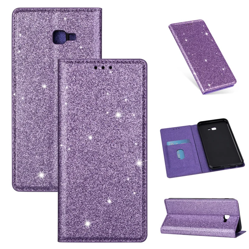 Чехол для Samsung J4 Plus J6 J8 2018 блестящий кошелек из искусственной кожи на молнии с