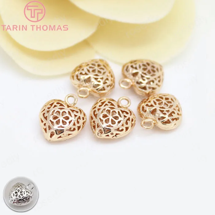 

(616)10PCS 11x12.5MM 24K Champagne Gold Color Plated Brass Hearts Charms Pendants High Quality Diy Jewelry Accessories