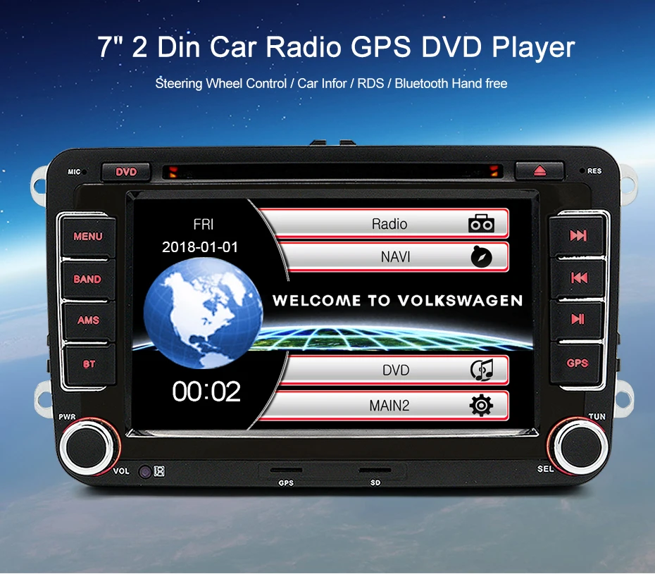 Junsun 2 din Автомобильный Радио мультимедийный плеер gps для Volkswagen VW golf passat b6 туристическое поло седан TIGUAN JETTA Android DVD