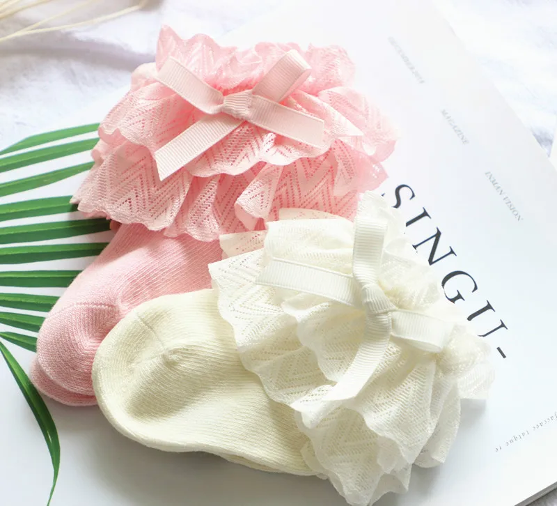 Носки для новорожденных теплые белые носки принцессы хлопковые детские зимние