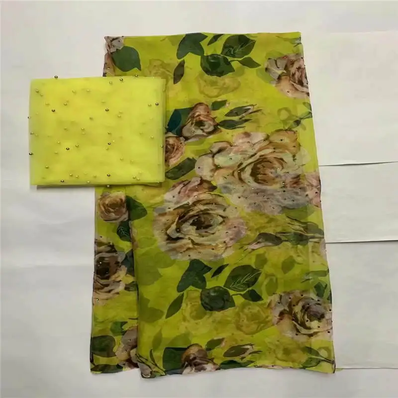 2019 Высококачественная Модная шелковая шифоновая ткань с принтом 5 ярдов и 2 ярда