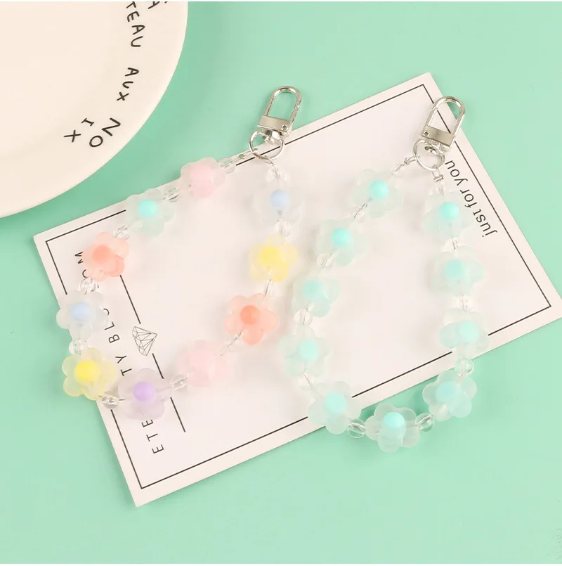 

Personalized Resin Transparent Flowers Wrapped Colorful Round Beads Key Chain Pendants Women's Backpack Jewelry Accessories Gift