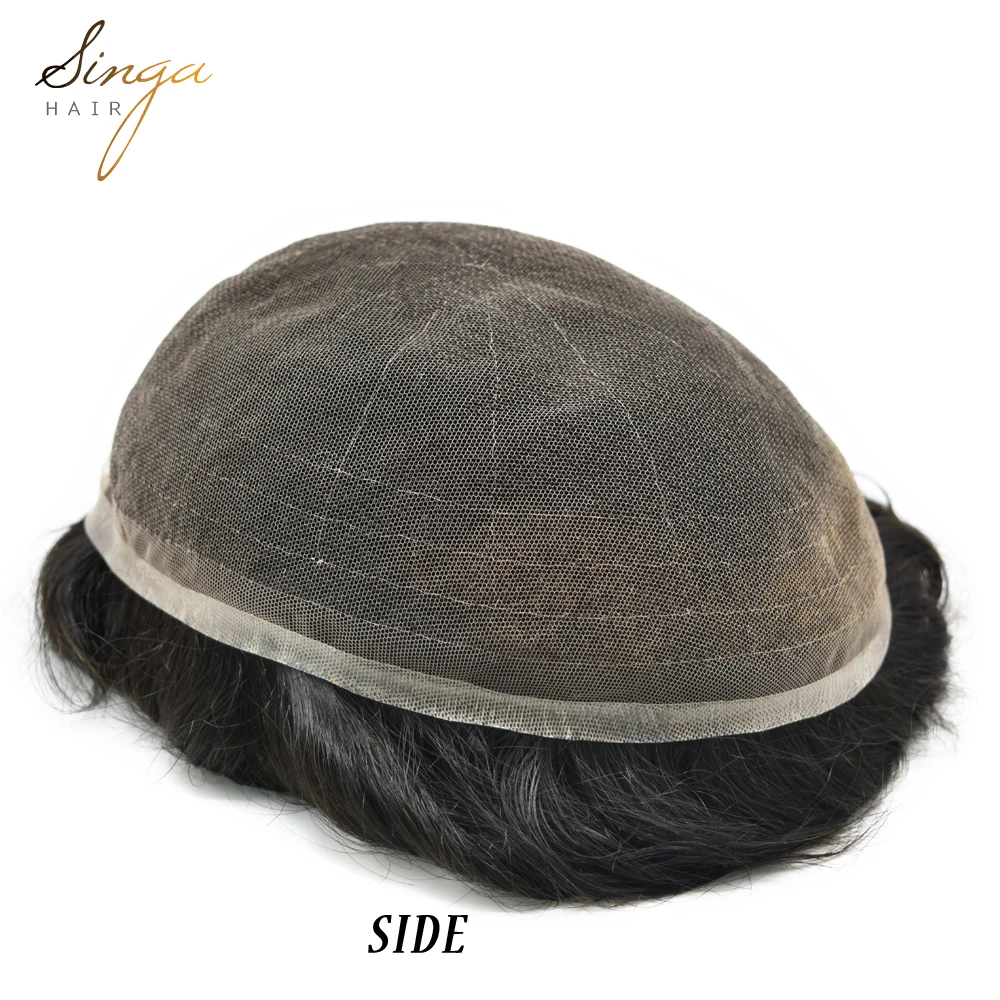 Adjustable Can Be Cut DownTo Any Size Full Lace Mens Toupee Easy Wear Hair System Replacement Durable Comfortable USA Warehouse