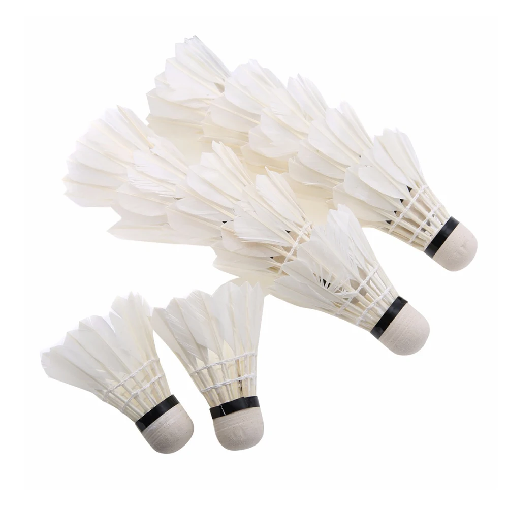 Горячая Распродажа 12 шт. прочные шарики для бадминтона с гусиным пером белые