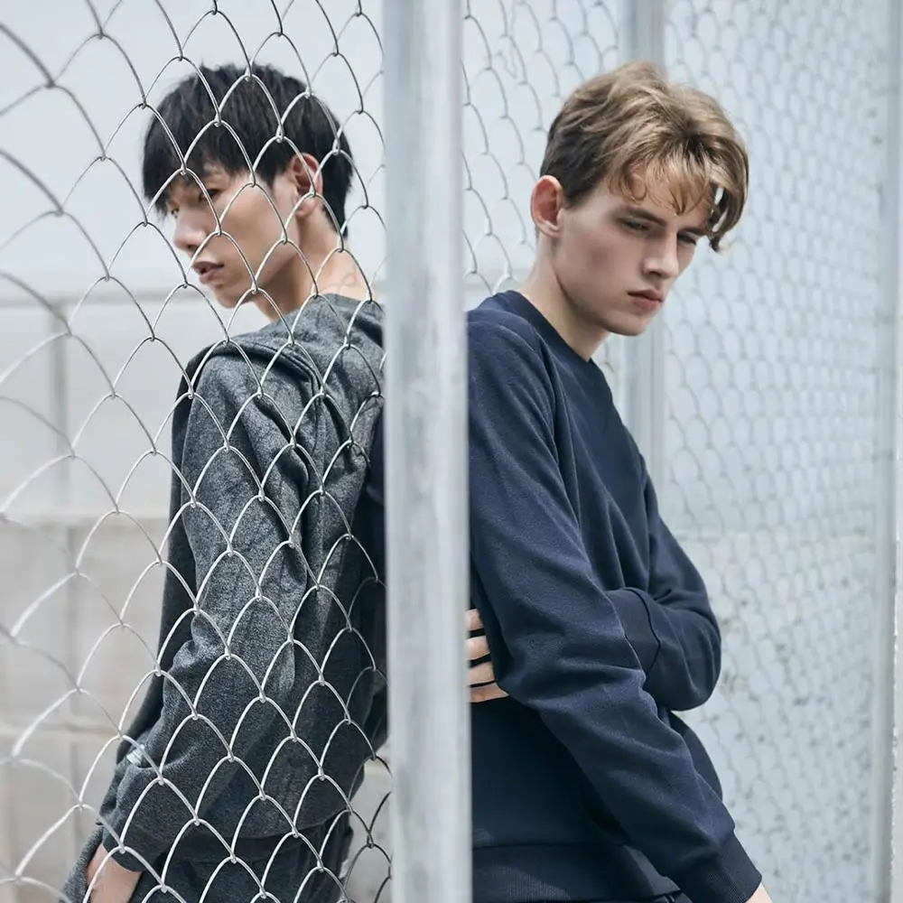 Youpin Классический Мужской флисовый свитер с круглым вырезом мягкий свободный