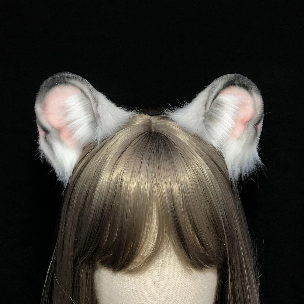 

Hand Made Work Mouse Ears Hairhoop Animal Cosplay Prop Gray Black Color Headwear For Cosplay Game Party Halloween