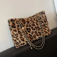 leopard soft faux fur crossbody bags for women 2021 hit winter trend lady branded trending chain shoulder handbags