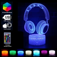 3d headphone design night light led 16 colors romote control table lamp for set up gamer decor child kids toys christmas gifts