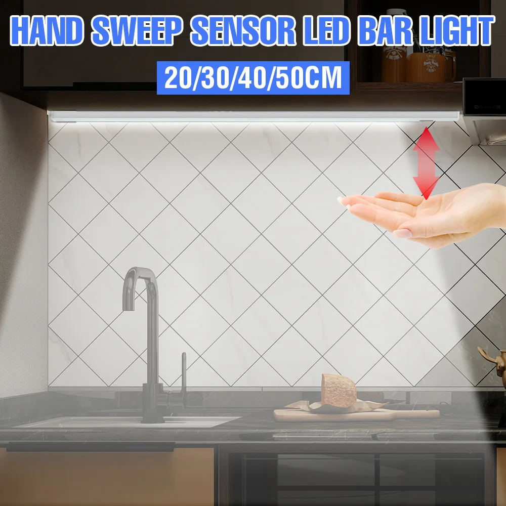 

5V USB Powered Smart PIR LED Kitchen Light Hand Sweep Sensor Lamp Closet Night Light for Cabinet Wardrobes Drawer 20/30/40/50 cm