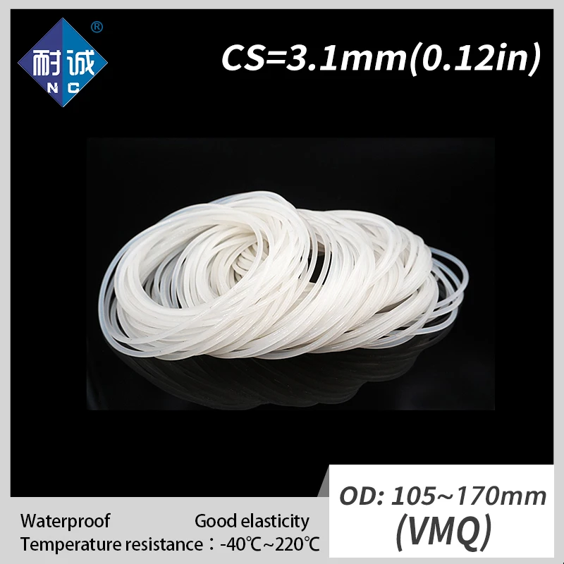 1 шт./лот силиконовый каучук VMQ CS 3,1 мм OD105/110/120/130/135/140/150/170 мм уплотнительное кольцо Силиконовое уплотнительное кольцо из водонепроницаемого материала
