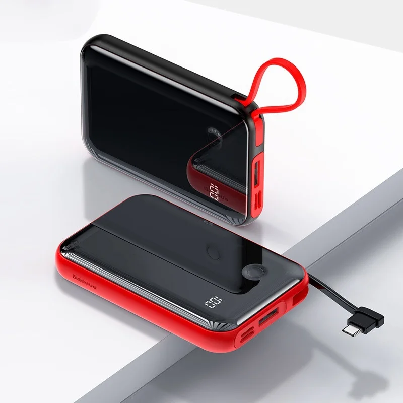 

Портативное зарядное устройство с кабелем, 3 входа, 2 выхода, 10000 мАч