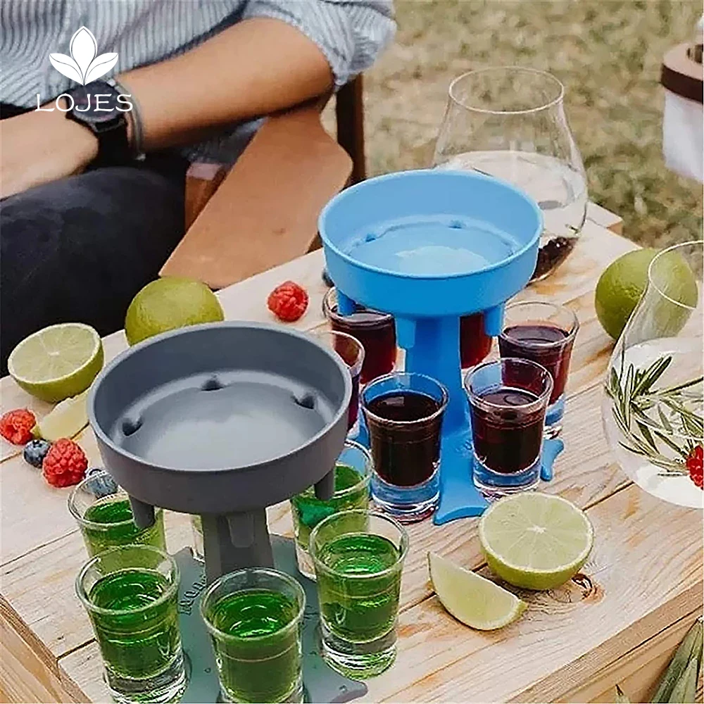 

6 Shot Glass Dispenser Holder Wine Whisky Beer Dispenser Rack Bar Accessories Caddy Liquor Dispenser Party Games Drinking Tools