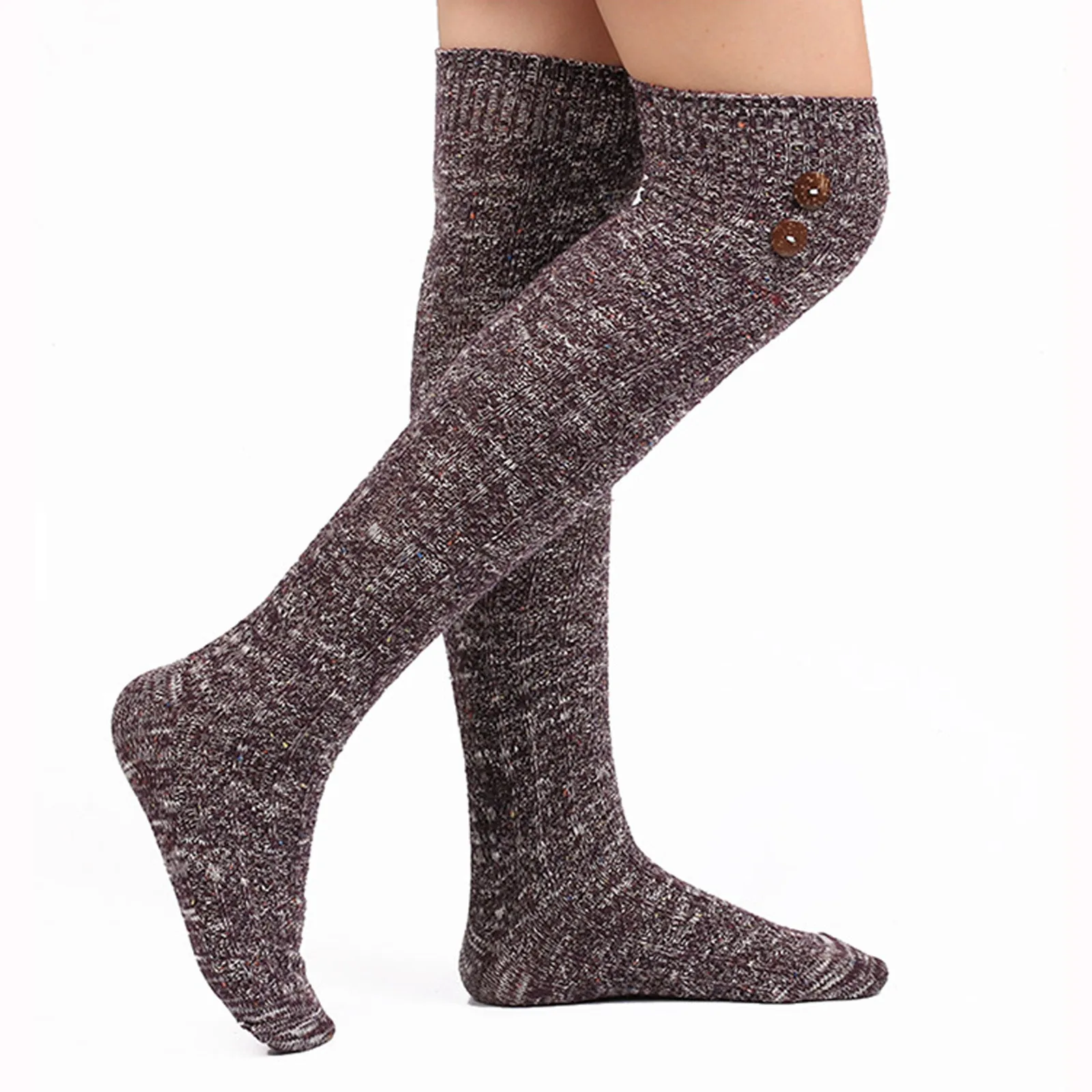 

Women Stockings Button Knee Length Vintage Cashmere Fashion Solid Color Long Sock Comfortable Keep Warming Breathable Socks