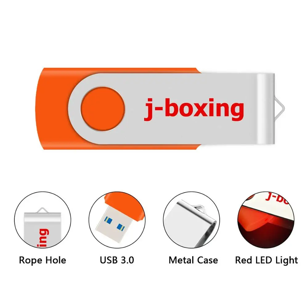 Оранжевый флеш-накопитель J-boxing USB 3 0 16 ГБ металлическая вращающаяся флеш-карта
